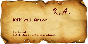 Kürti Anton névjegykártya